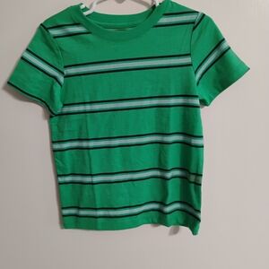 Cat & Jack Green Striped Short Sleeve Tee